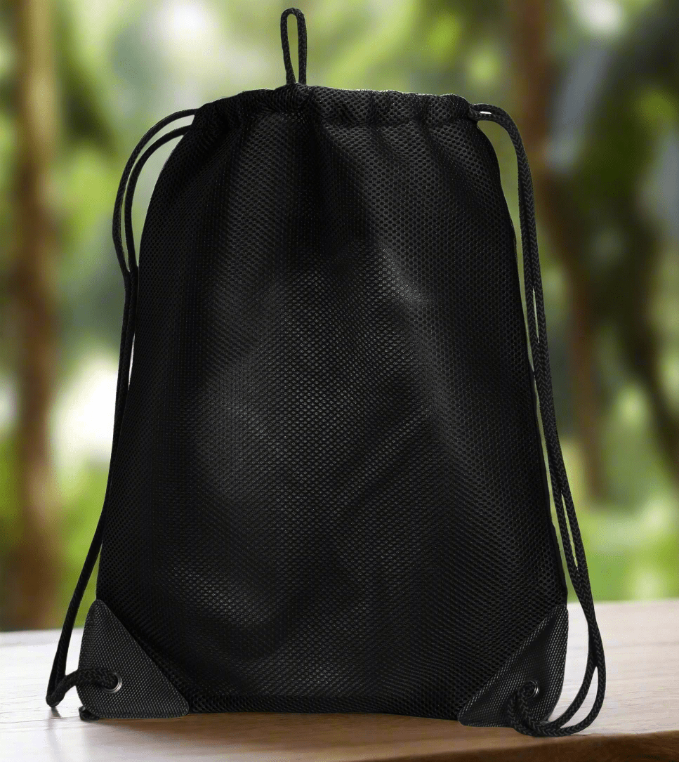 University of Kansas Drawstring Backpack KU Jayhawks Cinch Pack - Mesh & Microfiber Black