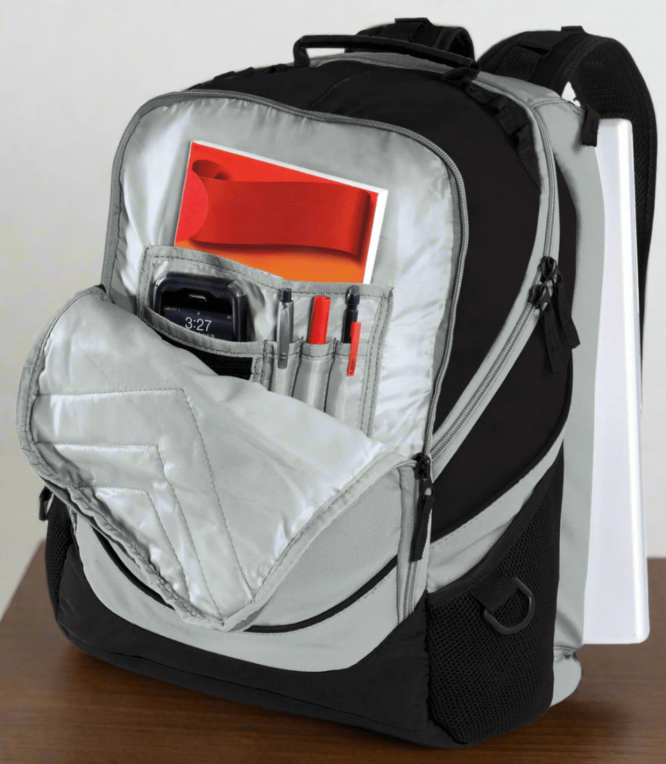 Alabama Backpack – Official Crimson Tide Laptop Backpack with Side-Entry Padded Compartment – Fits 17" Laptops – 600D Polyester Black and Gray