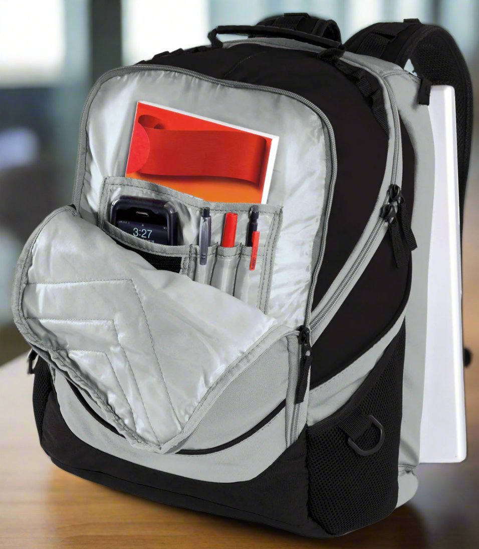 Northern Iowa Laptop Backpack – Official UNI Panthers Bookbag – 17" Laptop Sleeve, NCAA School Gear – 600D Polyester Black and Gray