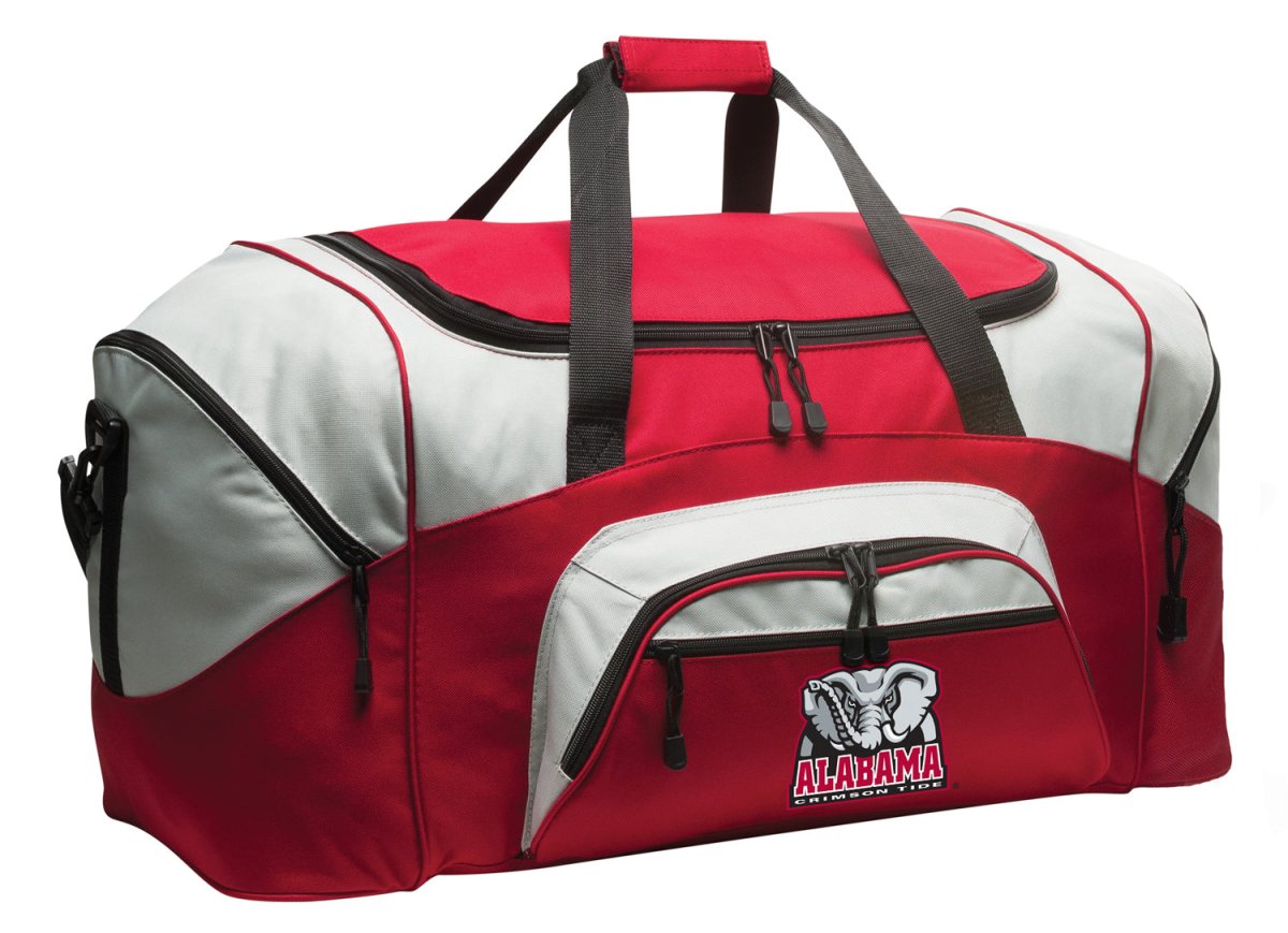 University of Alabama Duffel Bag β Large Crimson Tide Sports & Travel Bag with Alabama Elephant Logo β Gym Gear Duffel with Pockets & Shoulder Strap Crimson