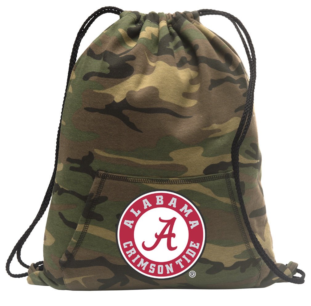 Alabama Logo Camo Drawstring Backpack Alabama Hoody Style Cinch Pack Bag