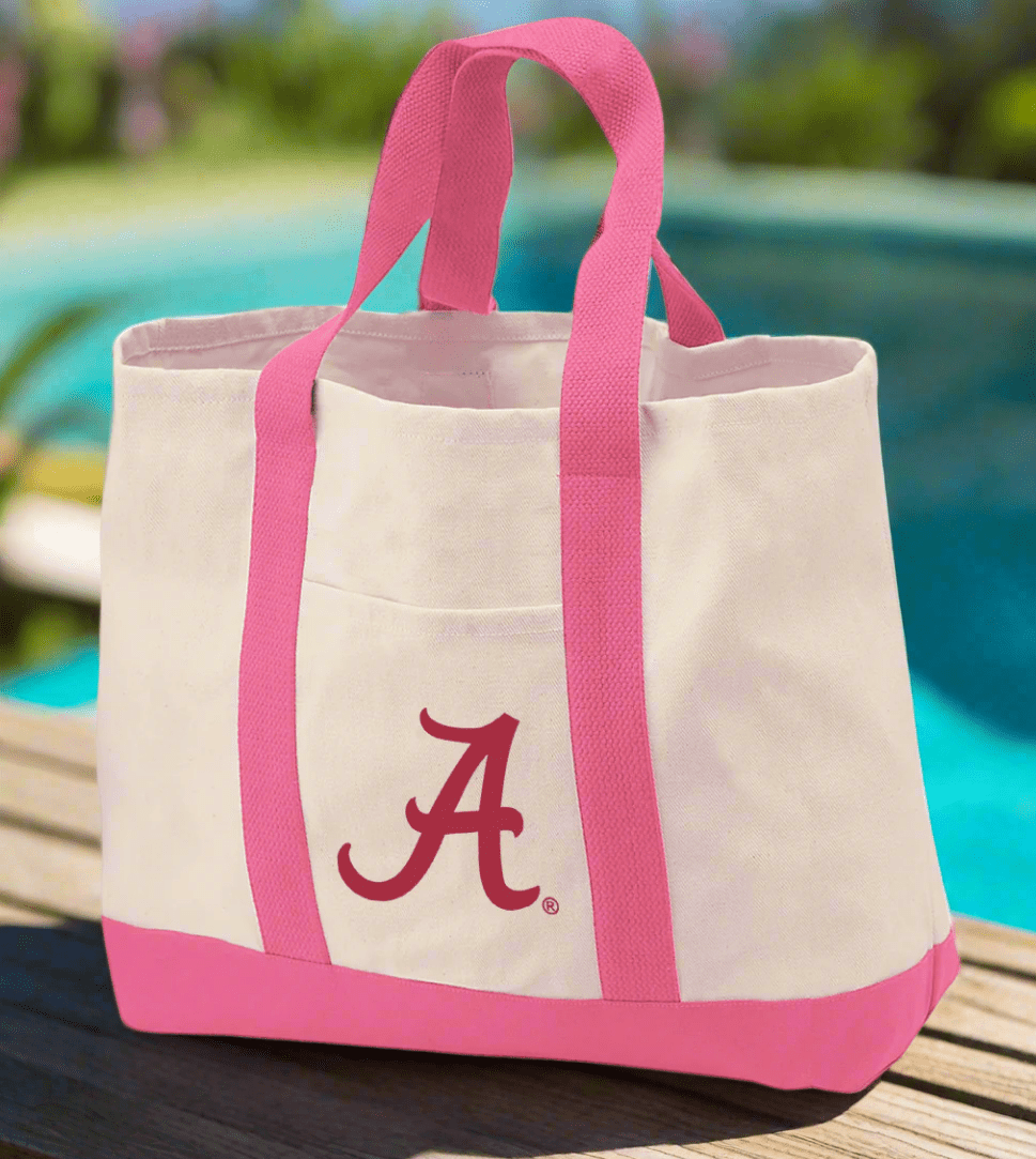 University of Alabama Canvas Tote Bag Alabama Classic Tote Pink