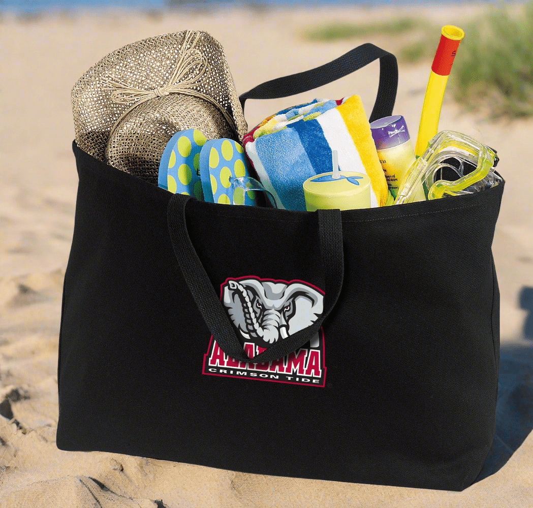 Alabama Large Tote Bag University of Alabama Jumbo Tote for Beach Pool or Travel Black