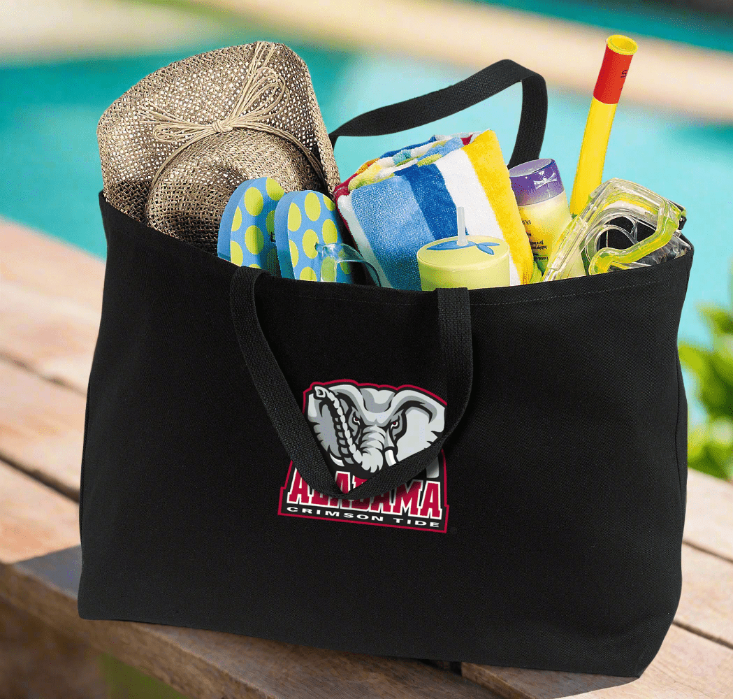 Alabama Large Tote Bag University of Alabama Jumbo Tote for Beach Pool or Travel Black