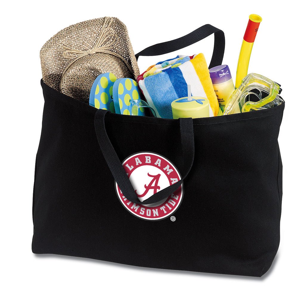 Alabama Logo Large Tote Bag Alabama Jumbo Tote for Beach Pool or Travel Black