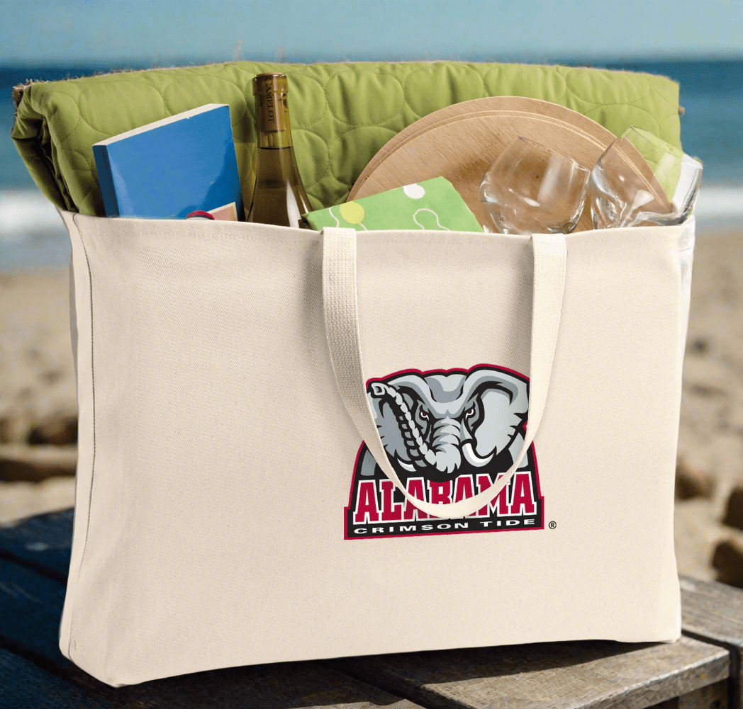 Alabama Large Tote Bag University of Alabama Jumbo Tote for Beach Pool or Travel Tan