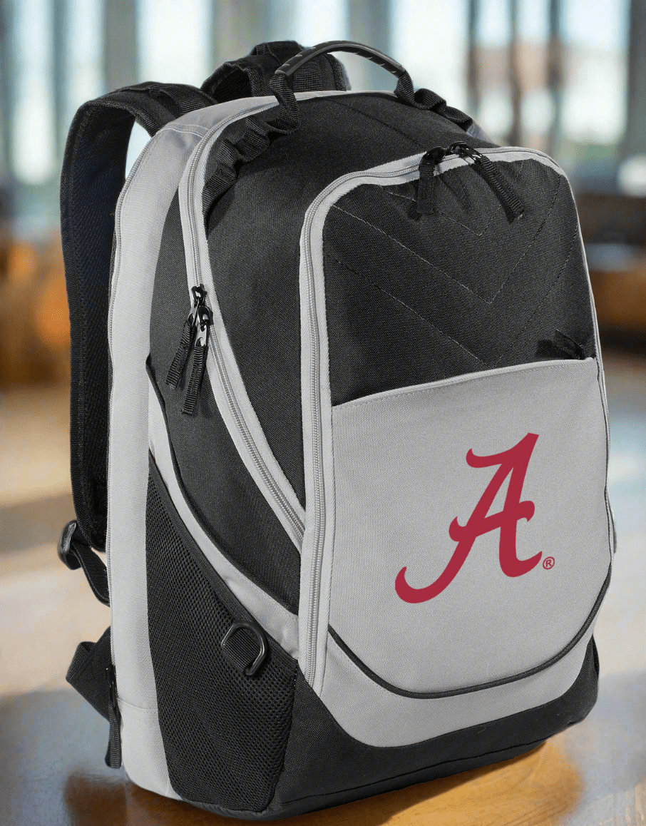 Alabama Laptop Backpack – Official Alabama Crimson Tide Bookbag – 17" Laptop Sleeve, NCAA School Gear – 600D Polyester Black and Gray