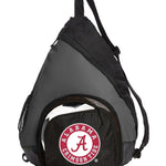 Alabama Logo Sling Backpack Alabama Bag with Soccer Ball or Volleyball Bag Sports Gear Compartment Practice Bag Black