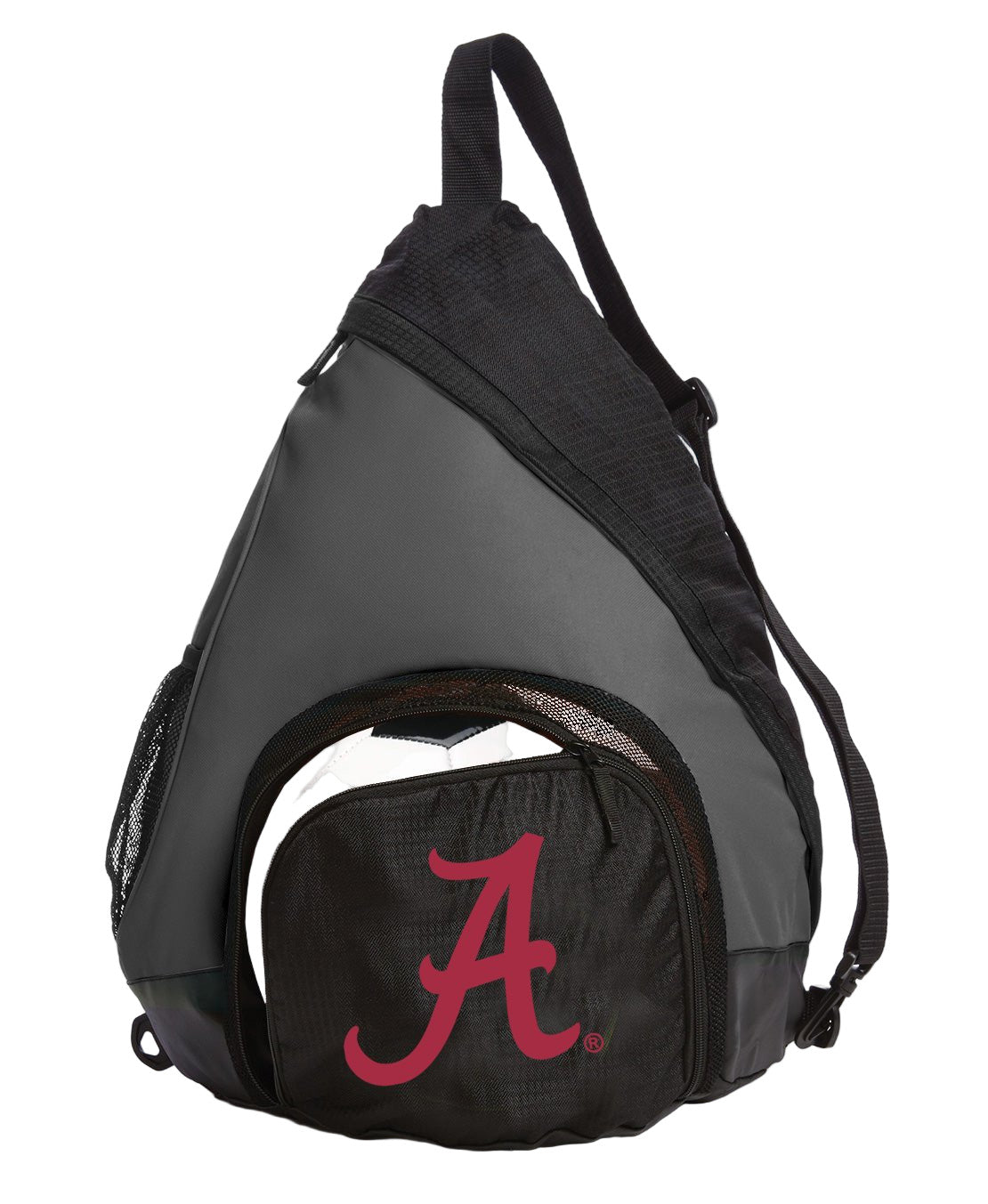 University of Alabama Sling Backpack Alabama Bag with Soccer Ball or Volleyball Bag Sports Gear Compartment Practice Bag Black