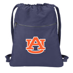 Auburn University Canvas Drawstring Backpack Auburn Tigers Cotton Cinch Pack Bag Dye Washed Navy