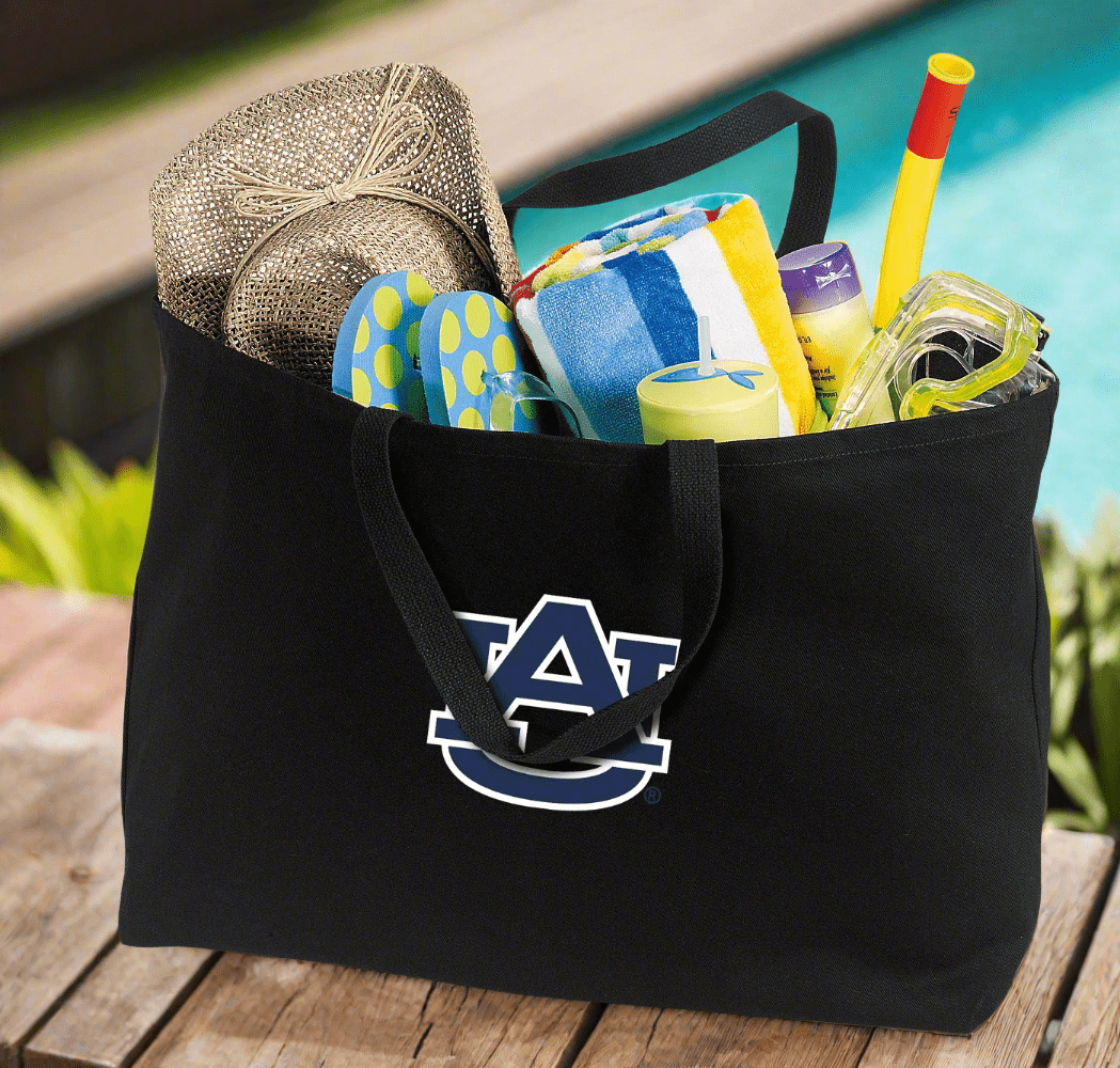 Auburn Large Tote Bag Auburn Tigers Jumbo Tote for Beach Pool or Travel Black