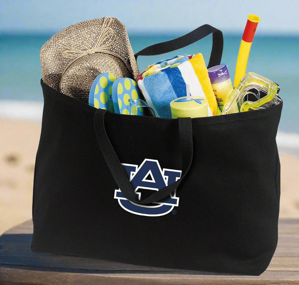 Auburn Large Tote Bag Auburn Tigers Jumbo Tote for Beach Pool or Travel Black