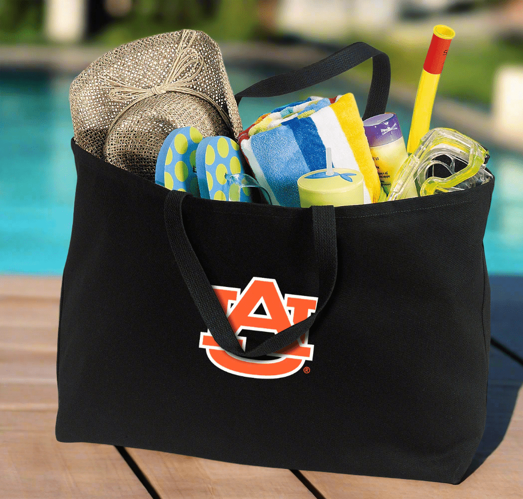 Auburn Large Tote Bag Auburn University Jumbo Tote for Beach Pool or Travel Black
