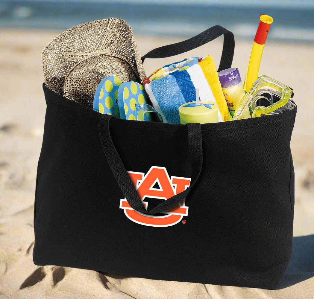 Auburn Large Tote Bag Auburn University Jumbo Tote for Beach Pool or Travel Black