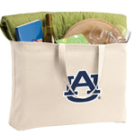 Auburn Large Tote Bag Auburn Tigers Jumbo Tote for Beach Pool or Travel Tan