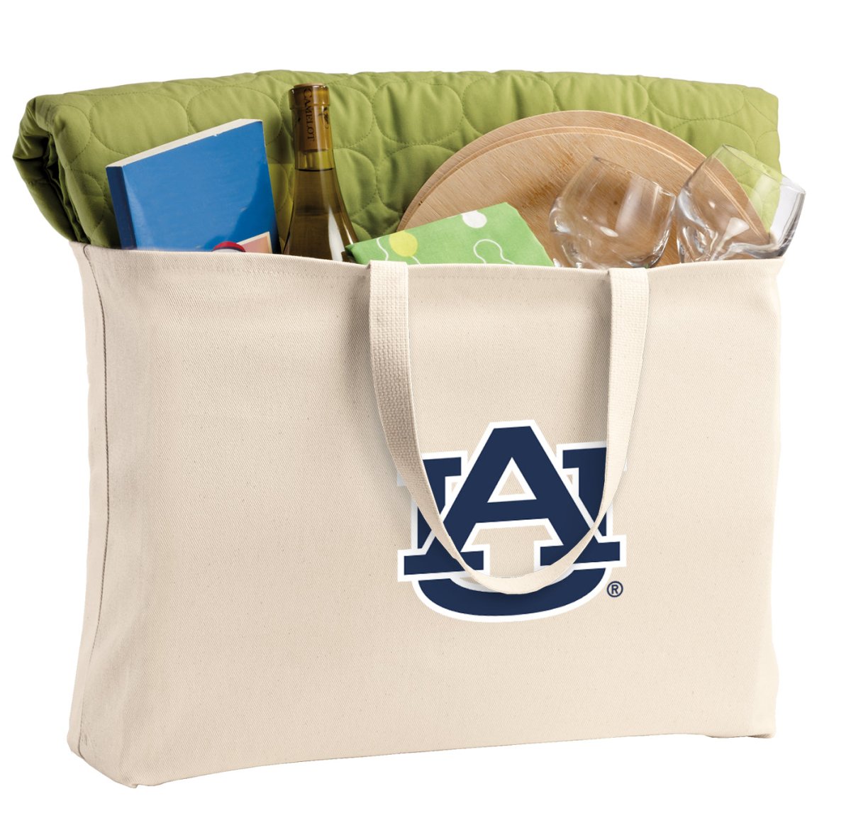 Auburn Large Tote Bag Auburn Tigers Jumbo Tote for Beach Pool or Travel Tan