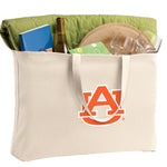 Auburn Large Tote Bag Auburn University Jumbo Tote for Beach Pool or Travel Tan