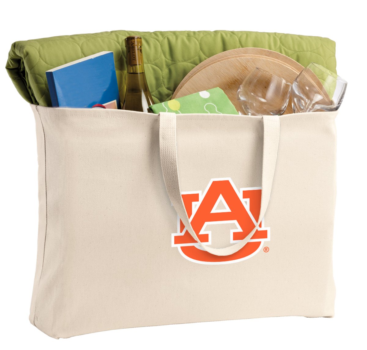 Auburn Large Tote Bag Auburn University Jumbo Tote for Beach Pool or Travel Tan