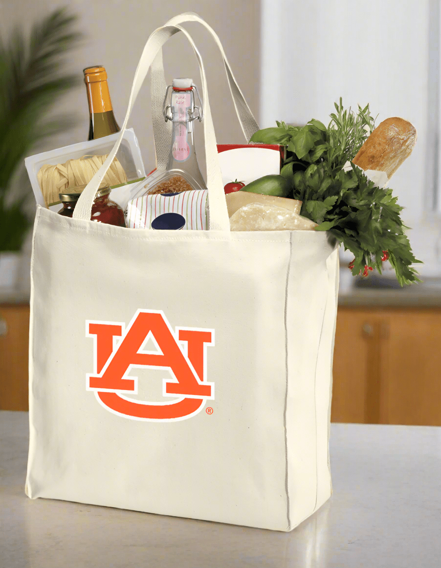 Auburn Grocery Shopping Bags 2 PC SET Auburn University Reusable Cotton Bags