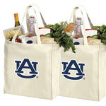 Auburn Grocery Shopping Bags 2 PC SET Auburn Tigers Reusable Cotton Bags