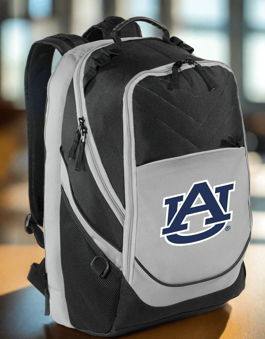 Auburn Laptop Backpack – Official Auburn Tigers Bookbag – 17" Laptop Sleeve, NCAA School Gear – 600D Polyester Black and Gray