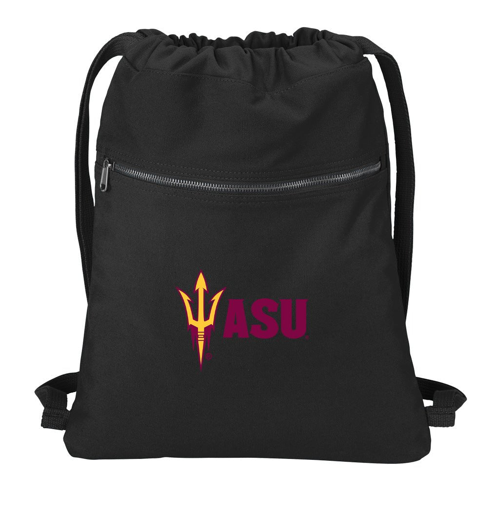 Arizona State Canvas Drawstring Backpack ASU Cotton Cinch Pack Bag Arizona State Canvas Drawstring Backpack ASU Cotton Cinch Pack Bag