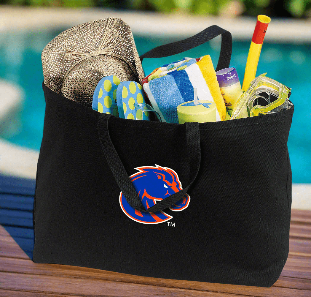 Boise State Large Tote Bag Broncos Jumbo Tote for Beach Pool or Travel Black