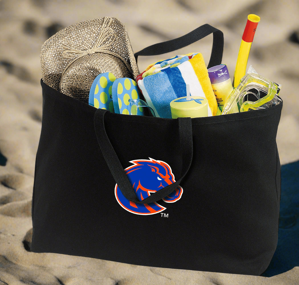 Boise State Large Tote Bag Broncos Jumbo Tote for Beach Pool or Travel Black