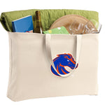 Boise State Large Tote Bag Broncos Jumbo Tote for Beach Pool or Travel Tan