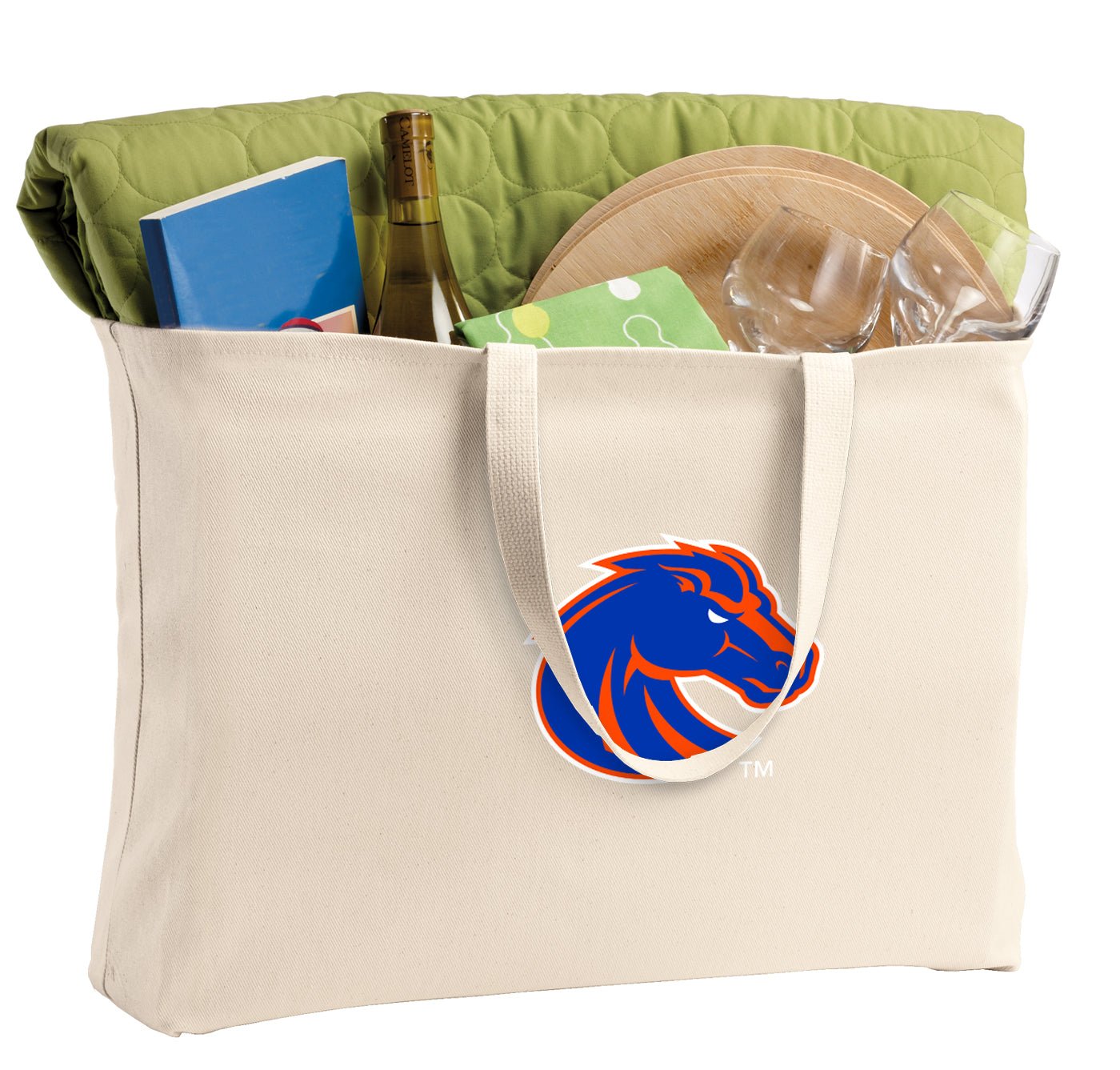 Boise State Large Tote Bag Broncos Jumbo Tote for Beach Pool or Travel Tan