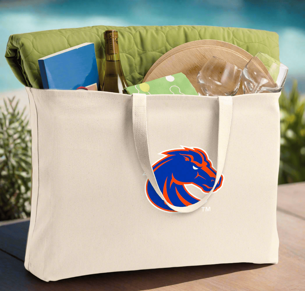 Boise State Large Tote Bag Broncos Jumbo Tote for Beach Pool or Travel Tan