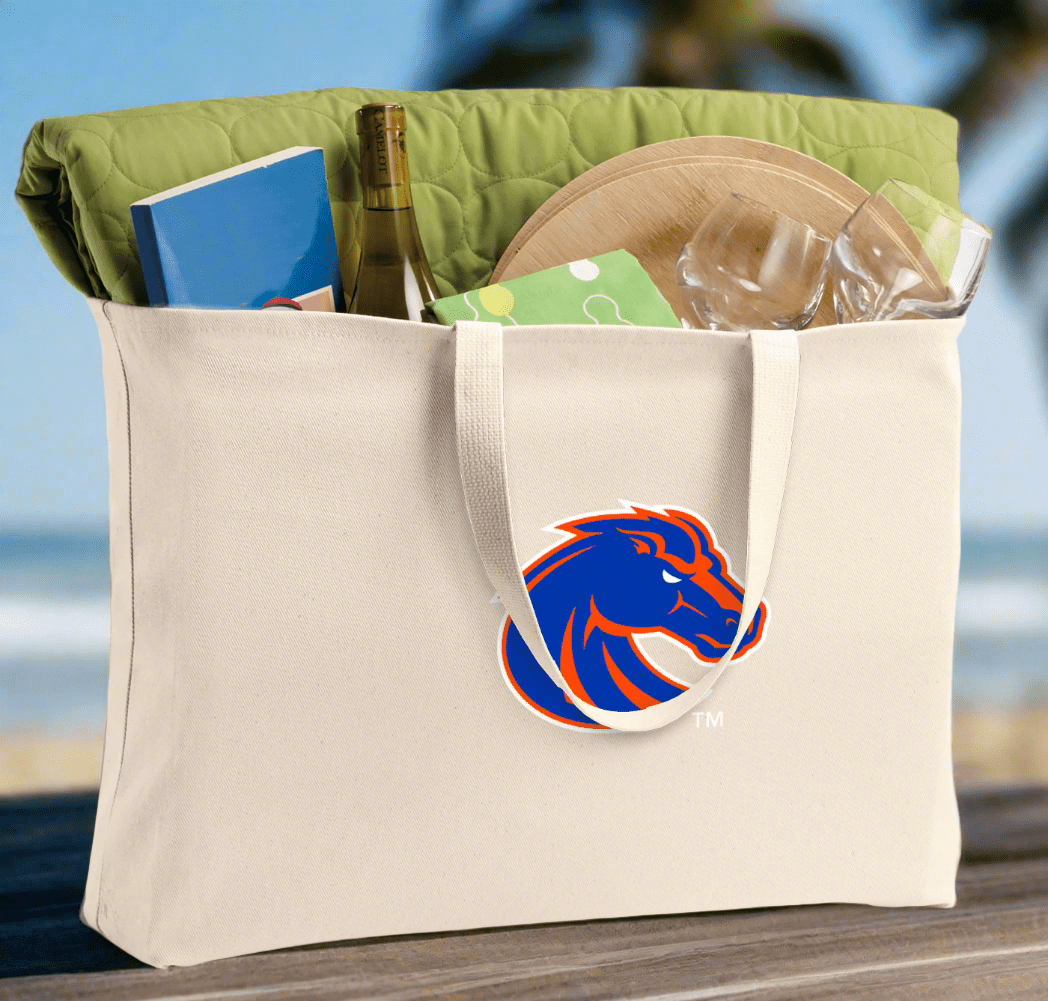Boise State Large Tote Bag Broncos Jumbo Tote for Beach Pool or Travel Tan