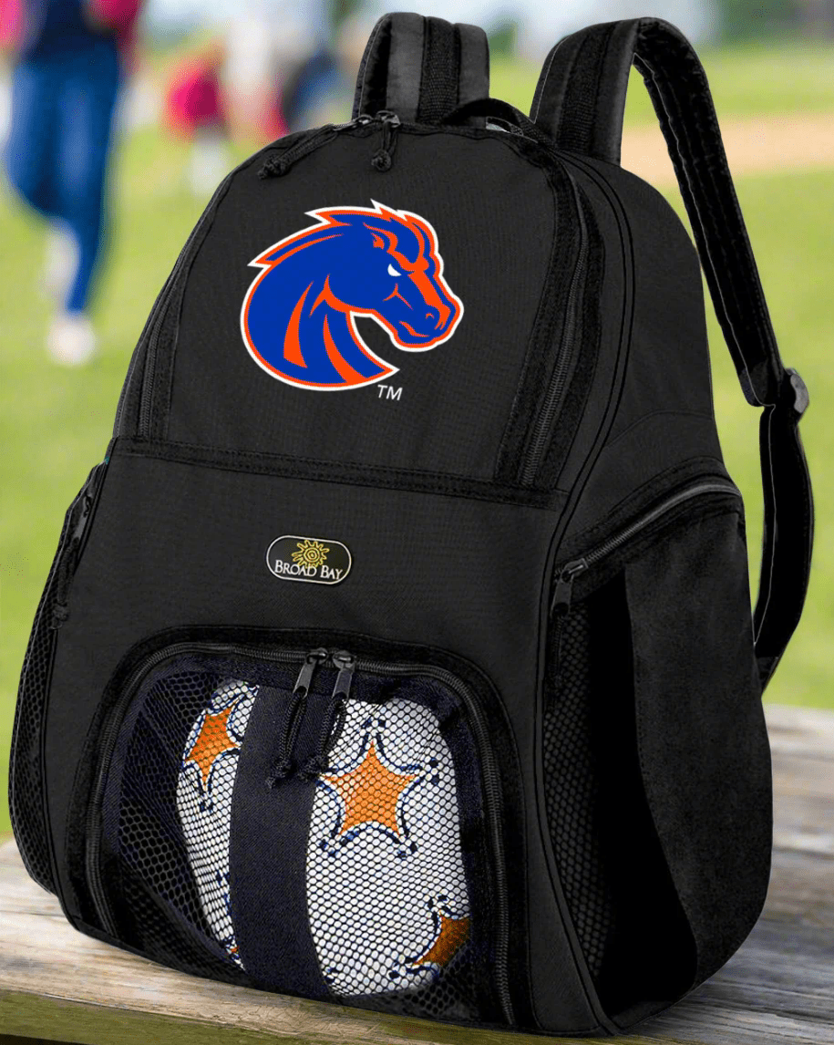 Boise State Soccer Ball Backpack or Broncos Volleyball Sports Gear Bag Black