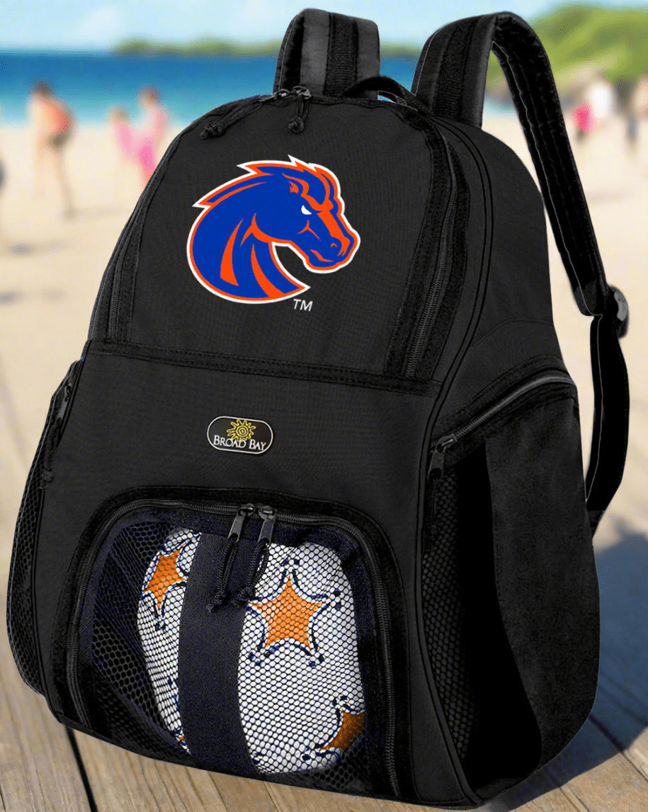 Boise State Soccer Ball Backpack or Broncos Volleyball Sports Gear Bag Black