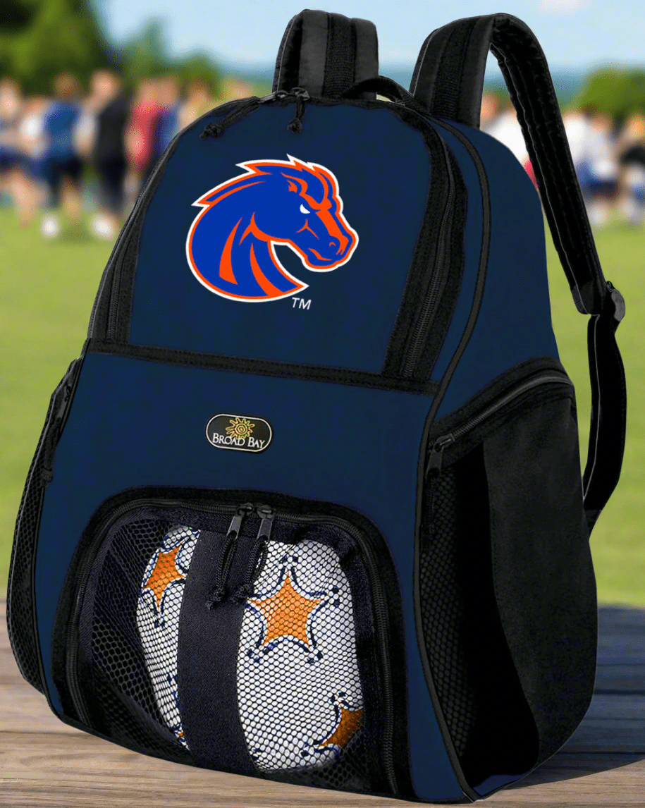 Boise State Soccer Ball Backpack or Broncos Volleyball Sports Gear Bag Navy