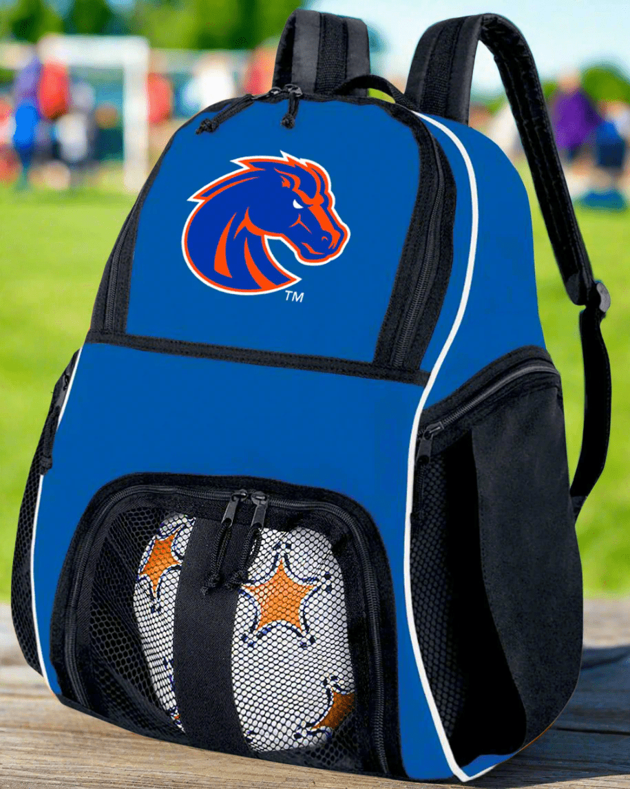 Boise State Soccer Ball Backpack or Broncos Volleyball Sports Gear Bag Blue