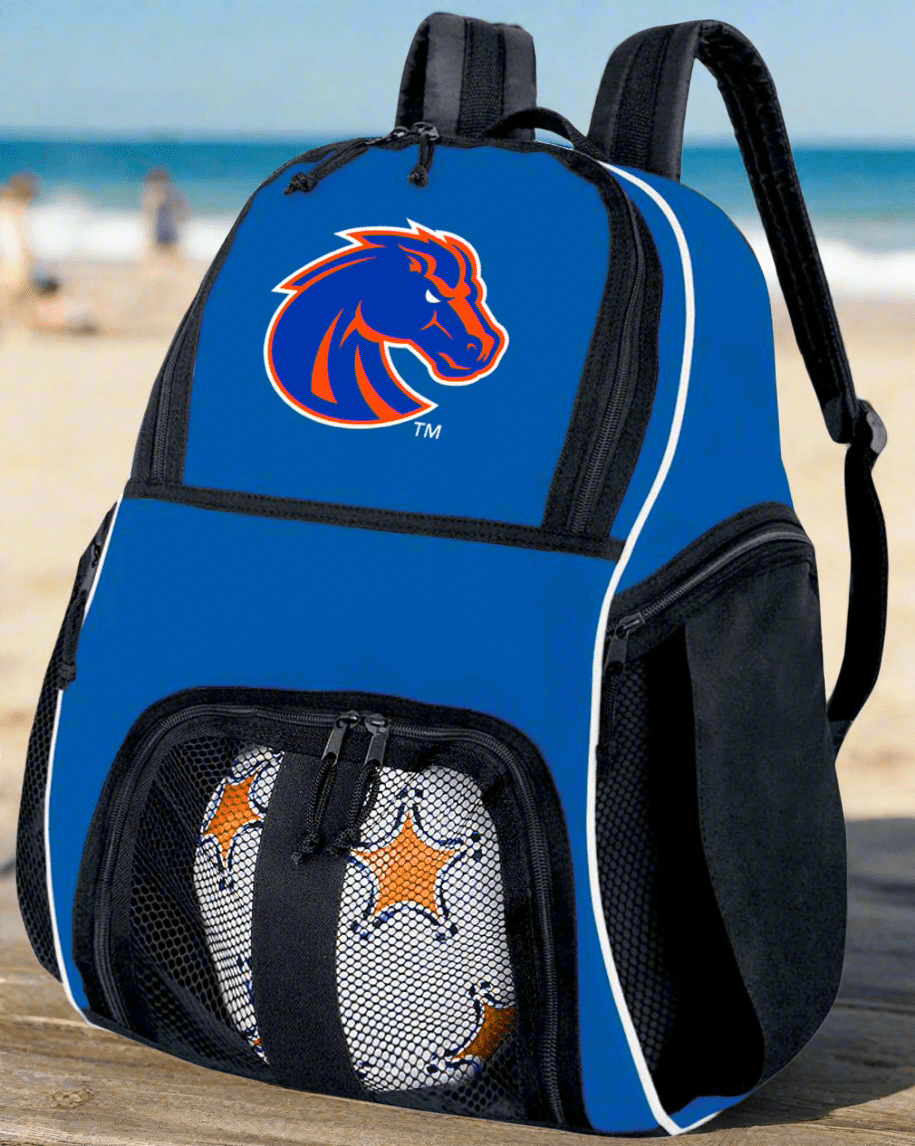 Boise State Soccer Ball Backpack or Broncos Volleyball Sports Gear Bag Blue
