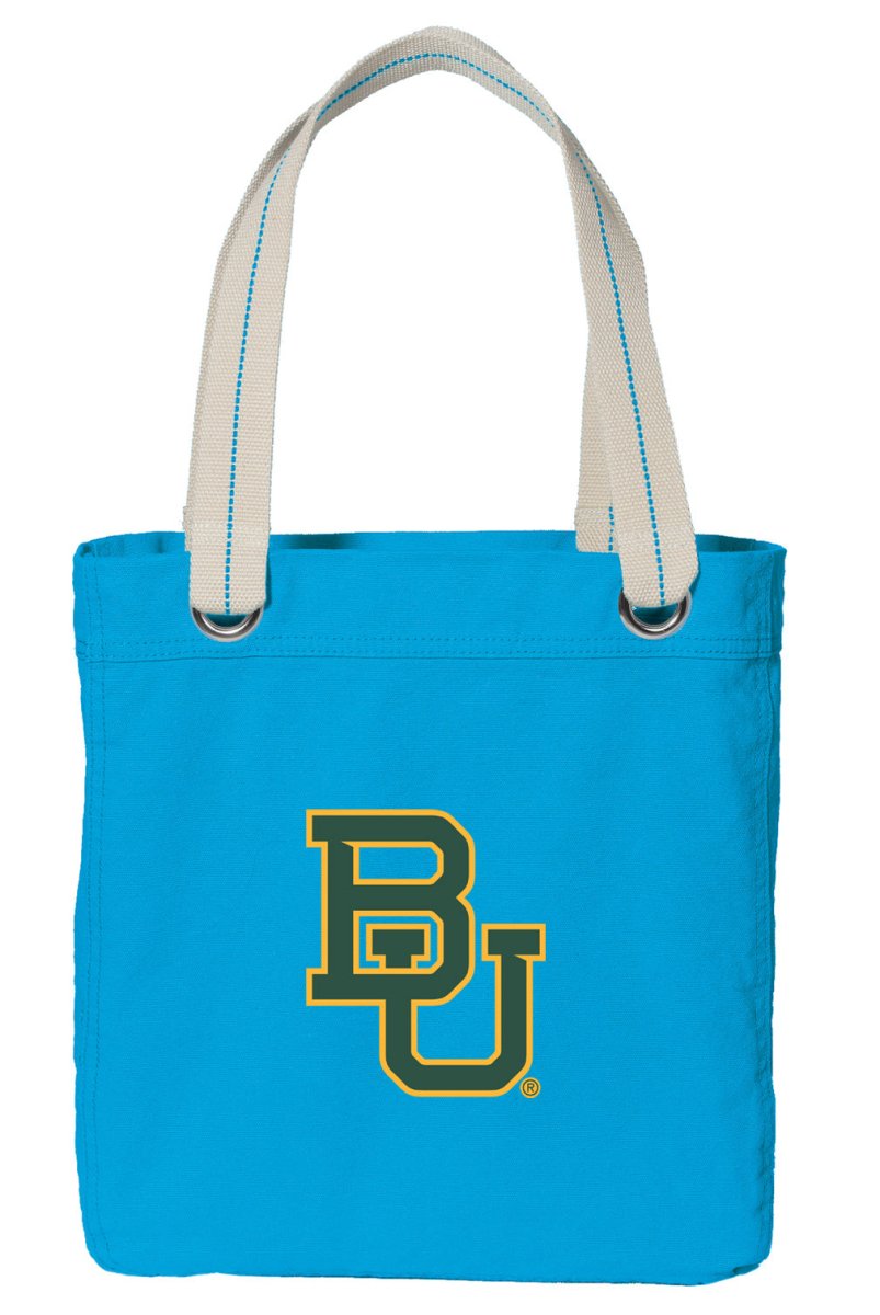 Baylor University Tote Bag BU Bears Deluxe Canvas Shoulder Bag Light Blue