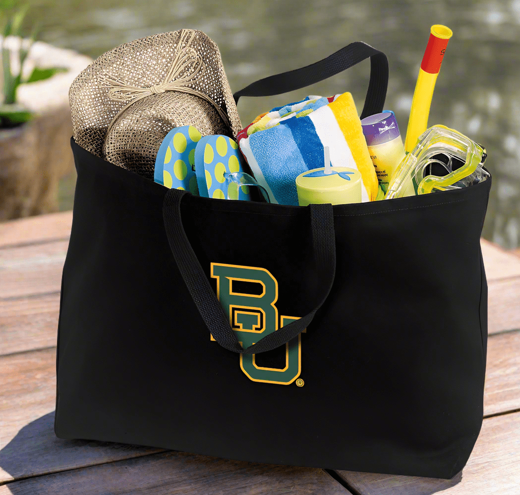 Baylor University Large Tote Bag BU Bears Jumbo Tote for Beach Pool or Travel Black