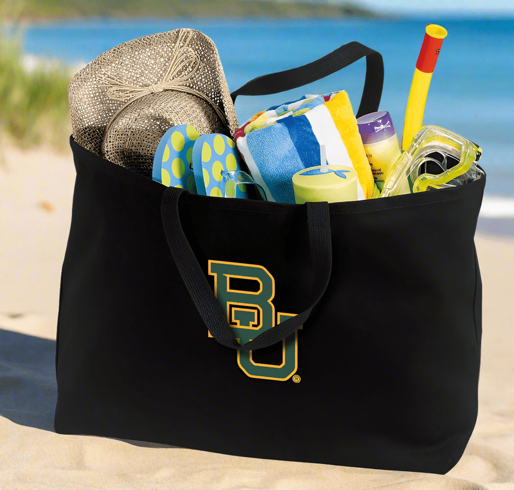 Baylor University Large Tote Bag BU Bears Jumbo Tote for Beach Pool or Travel Black