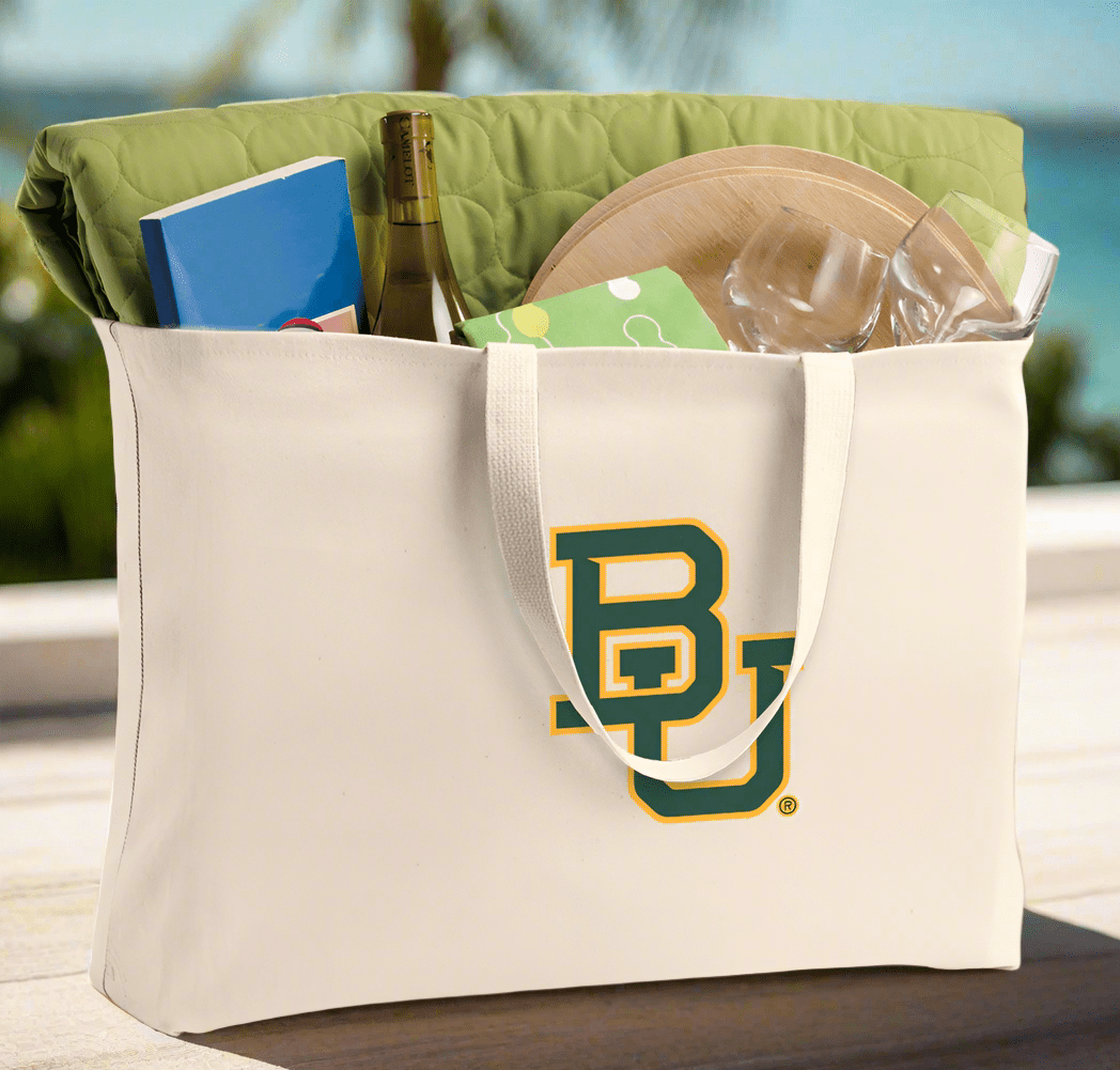 Baylor University Large Tote Bag BU Bears Jumbo Tote for Beach Pool or Travel Tan