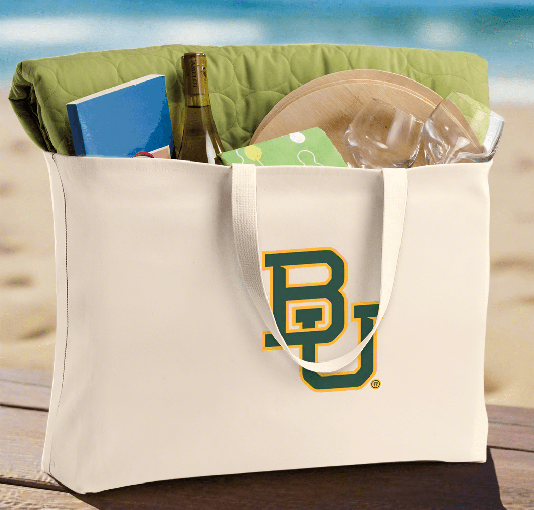 Baylor University Large Tote Bag BU Bears Jumbo Tote for Beach Pool or Travel Tan