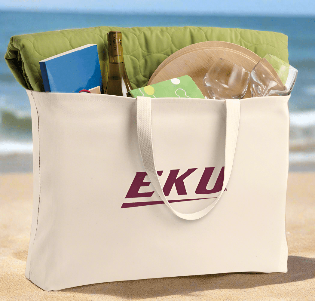 Eastern Kentucky University Large Tote Bag EKU Jumbo Tote for Beach Pool or Travel Tan