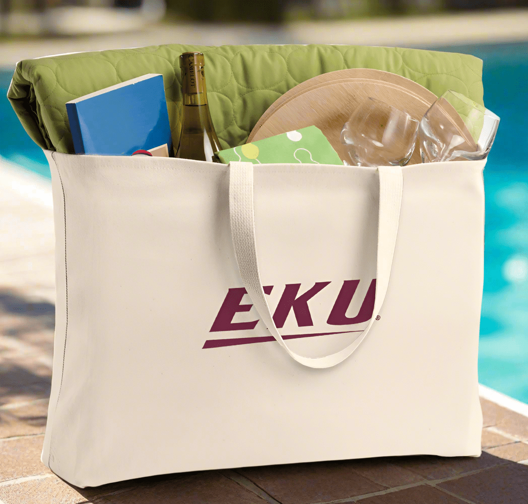 Eastern Kentucky University Large Tote Bag EKU Jumbo Tote for Beach Pool or Travel Tan
