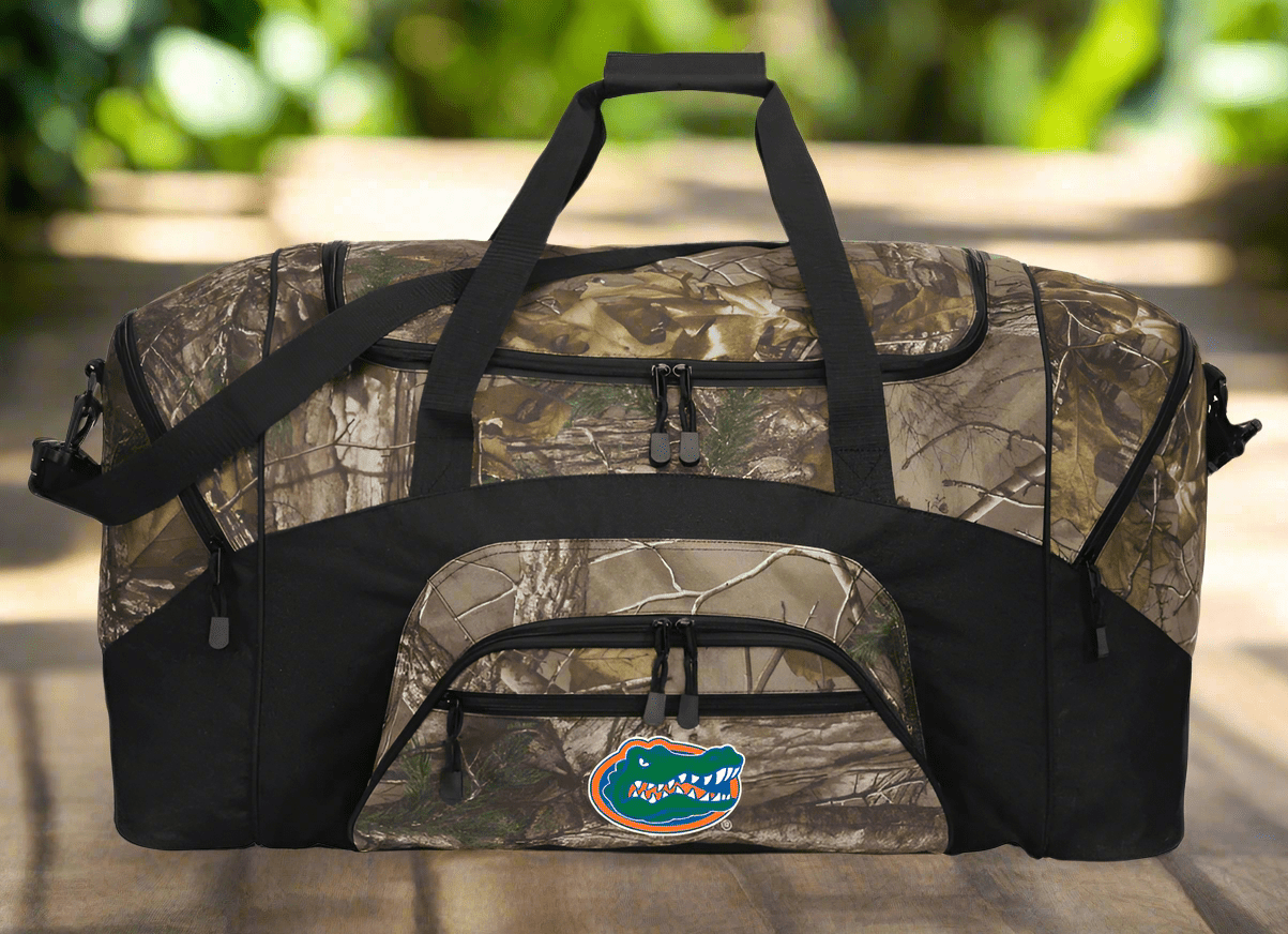 University of Florida Camo Large Duffel Bag Florida Gators Suitcase Travel Bag or Sports Gear Bag