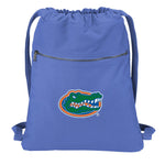 University of Florida Canvas Drawstring Backpack Florida Gators Cotton Cinch Pack Bag Dye Washed Blue