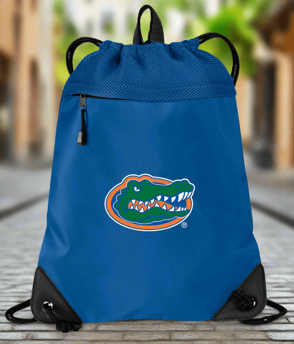 University of Florida Drawstring Backpack Florida Gators Cinch Pack - Mesh & Microfiber Blue