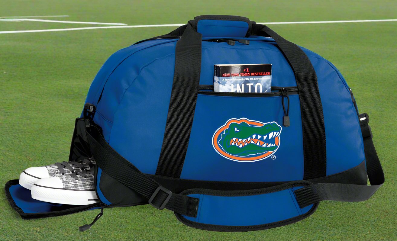 University of Florida Duffel Bag Florida Gators Gym or Sports Bag with Shoe Pocket Blue
