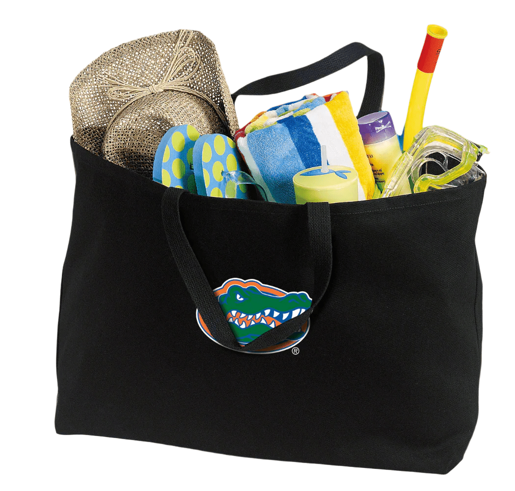 University of Florida Large Tote Bag Florida Gators Jumbo Tote for Beach Pool or Travel Black