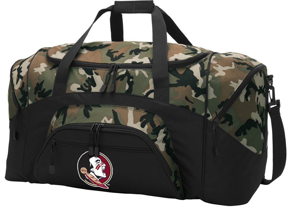 FSU Seminoles Camo Duffel Bag – Rugged Large Gym, Travel & Gear Bag with Shoulder Strap